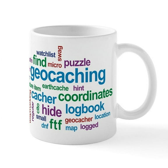 CafePress - Geocaching Word Cloud Mug - 11 oz Ceramic Mug - Novelty Coffee Tea Cup