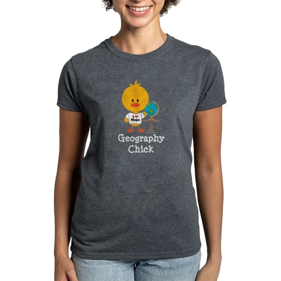 CafePress - Geography Chick Women's Dark T Shirt - Women's Traditional Fit Dark T-Shirt