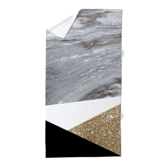 CafePress - Geometric Gold Glitter Marble - Large Beach Towel, Soft 30"x60" Towel with Unique Design