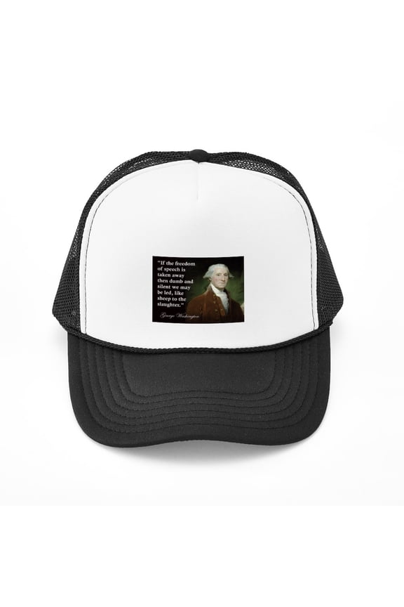 - George Washington Freedom Of - Adjustable Unisex Printed Trucker Hat with Mesh Back