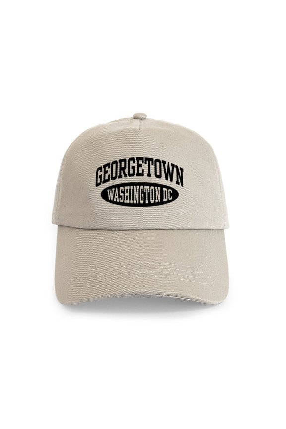 - Georgetown Washington DC Cap - Adjustable 100% Brushed Unisex Casual Cotton Baseball Cap, Beige, 1