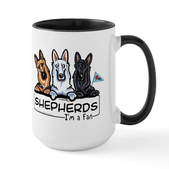 CafePress - German Shepherd Fan Large Mug - 15 oz Ceramic Large White Novelty Mug