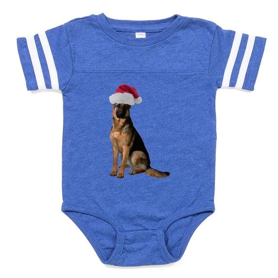 CafePress - German Shepherd Santa - Cute Infant Baby Football Bodysuit