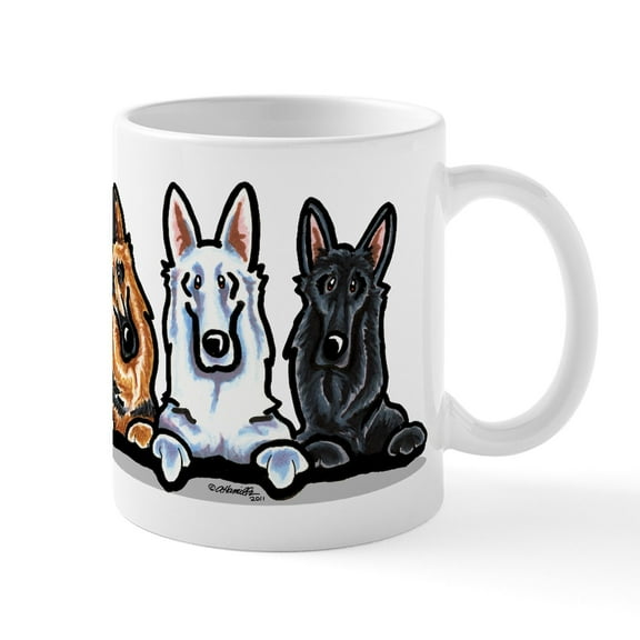 CafePress - German Shepherd Trio Mug - 11 oz Ceramic Mug - Novelty Coffee Tea Cup