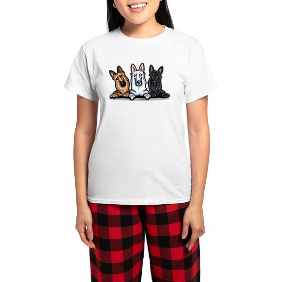 CafePress - German Shepherd Trio Women's Light Pajamas - Women's Short Sleeve Print T-Shirt and Pants Light Cotton Pajama Set