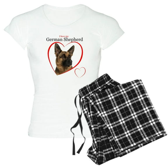 CafePress - German Shepherd Women's Light Pajamas - Women's Short Sleeve Print T-Shirt and Pants Light Cotton Pajama Set