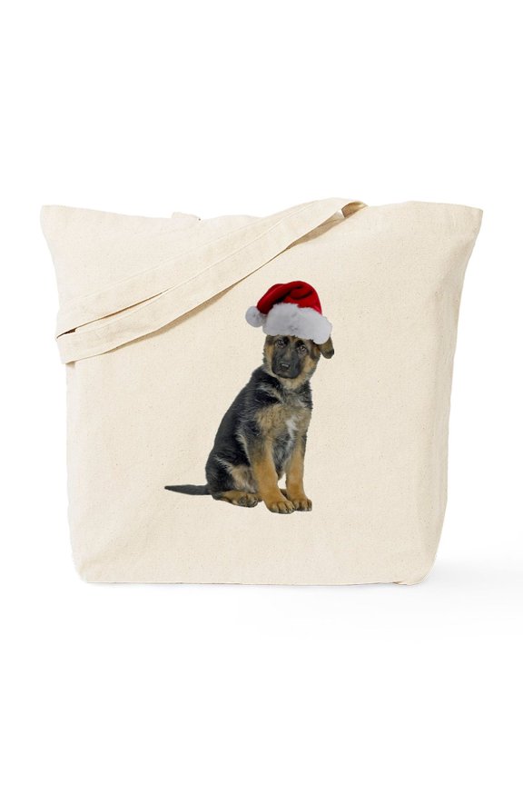 - German Shepherd Xmas Tote Bag - Unisex Canvas Tote Bag, Beige, 1-Piece