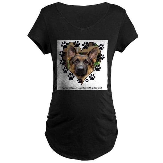 CafePress - German Shepherds Leave Pawpri Maternity T Shirt - Maternity Dark T-Shirt