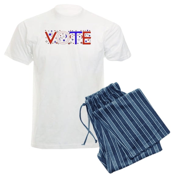CafePress - Get Out The Vote Men's Light Pajamas - Men's Light Loose Fit Cotton Pajama Set