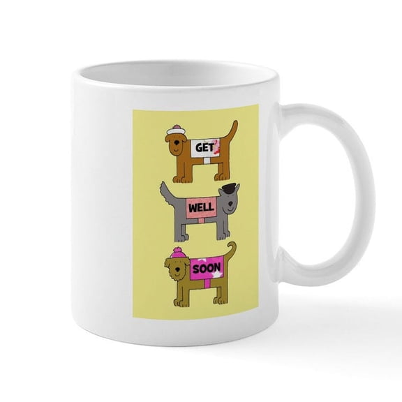 CafePress - Get Well Soon Dogs In Outfits. Mugs - 11 oz Ceramic Mug - Novelty Coffee Tea Cup