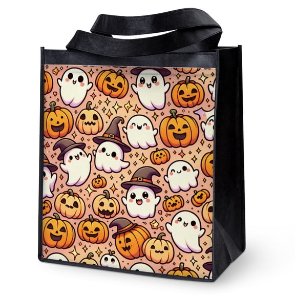 CafePress - Ghost And Pumpkin Pattern - 12"x 13", 100% Recycled, Reusable Grocery Bag