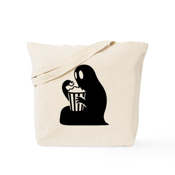 CafePress - Ghost Eating Popcorn - Unisex Canvas Tote Bag, Beige, 1-Piece