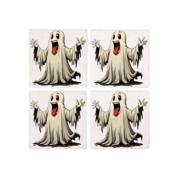 CafePress - Ghost With A Funny Face - Tile Coaster, Drink Coaster Set of 4