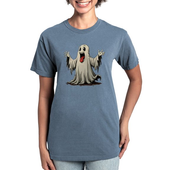 CafePress - Ghost With A Funny Face Women's Comfort Colors® T Shirt - Womens Comfort Colors® Shirt