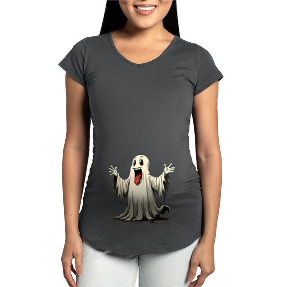 CafePress - Ghost With A Funny Face Women's Maternity T Shirt - Maternity Dark T-Shirt