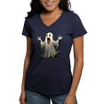 thumbnail image 1 of CafePress - Ghost With A Funny Face Women's V Neck T Shirt - Women's V-Neck Dark T-Shirt, 1 of 4