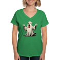 thumbnail image 1 of CafePress - Ghost With A Funny Face Women's V Neck T Shirt - Women's V-Neck Dark T-Shirt, 1 of 4