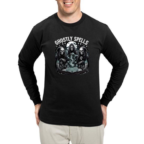 CafePress - Ghostly Spells Men's Long Sleeve T Shirt - Long Sleeve Dark T-Shirt