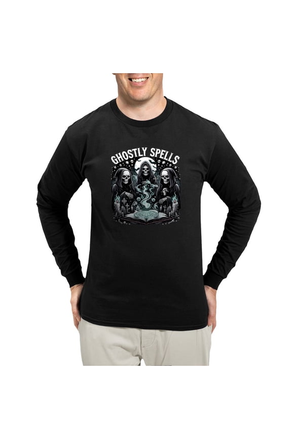 - Ghostly Spells Men's Long Sleeve T Shirt - Long Sleeve Dark T-Shirt