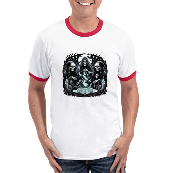 CafePress - Ghostly Spells Men's Ringer T Shirt - 100% Cotton Ringed T-Shirt