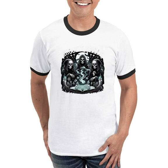 CafePress - Ghostly Spells Men's Ringer T Shirt - 100% Cotton Ringed T-Shirt