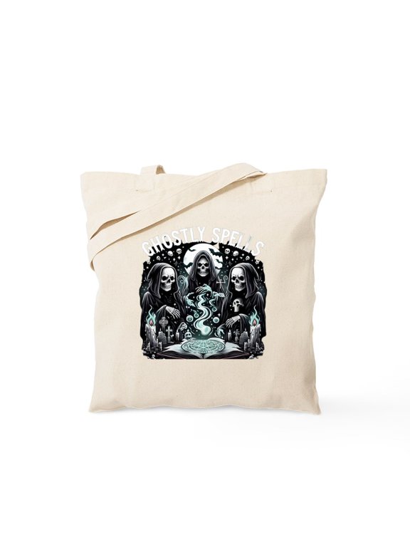 - Ghostly Spells - Unisex Canvas Tote Bag, Beige, 1-Piece