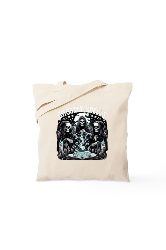- Ghostly Spells - Unisex Canvas Tote Bag, Beige, 1-Piece