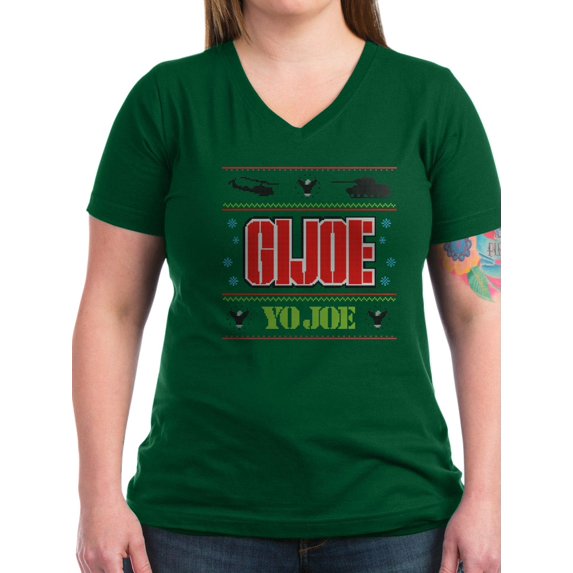 CafePress - Gi Joe Ugly Christmas Women's V Neck Dark T Shirt - Women's V-Neck Dark T-Shirt