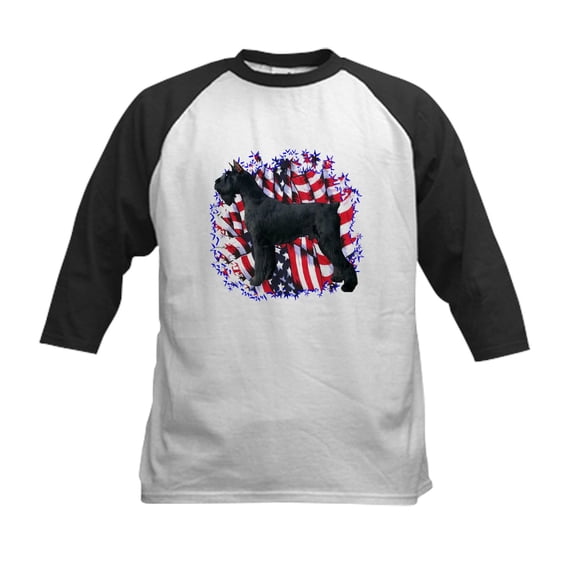 CafePress - Giant Schnauzer Patriot Kids Baseball Jersey - Kids Cotton Baseball Jersey, 3/4 Sleeve Shirt