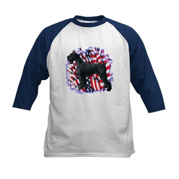 CafePress - Giant Schnauzer Patriot Kids Baseball Jersey - Kids Cotton Baseball Jersey, 3/4 Sleeve Shirt