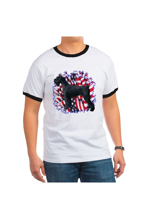 - Giant Schnauzer Patriot Ringer T - 100% Cotton Ringed T-Shirt