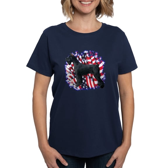 CafePress - Giant Schnauzer Patriot Women's Dark T Shirt - Women's Traditional Fit Dark T-Shirt