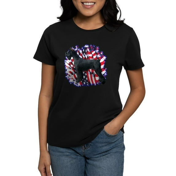 CafePress - Giant Schnauzer Patriot Women's Dark T Shirt - Women's Traditional Fit Dark T-Shirt