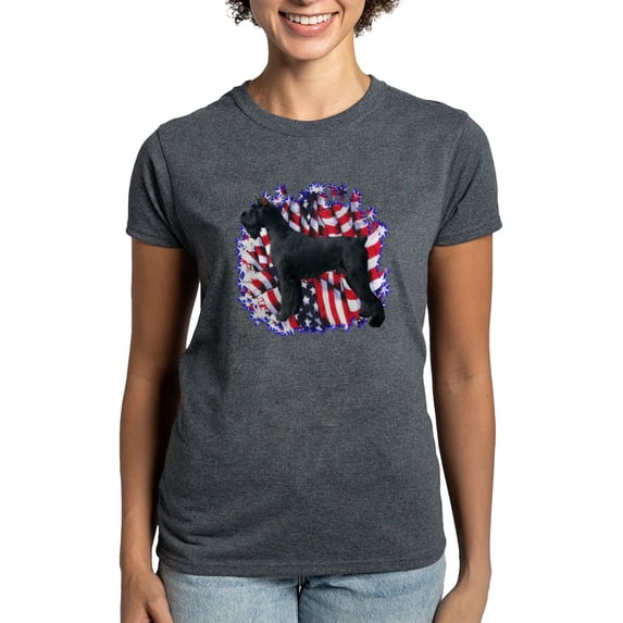 CafePress - Giant Schnauzer Patriot Women's Dark T Shirt - Women's Traditional Fit Dark T-Shirt