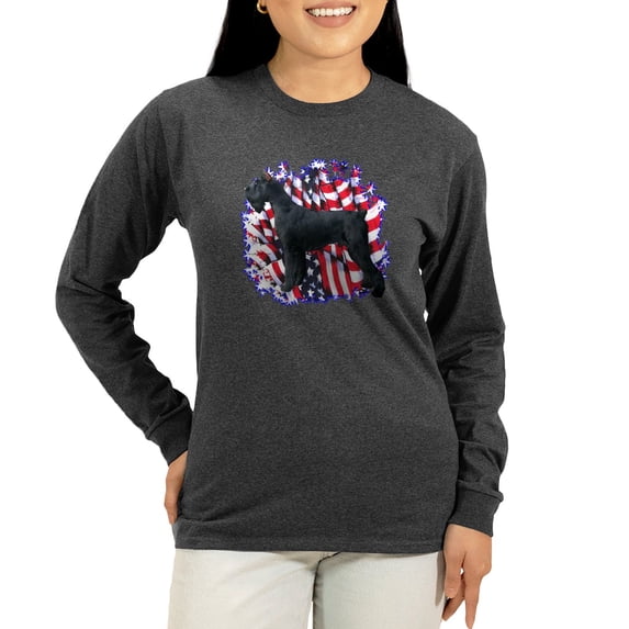 CafePress - Giant Schnauzer Patriot Women's Long Sleeve Dark T - Women's Long Sleeve Graphic Tee Casual Fit
