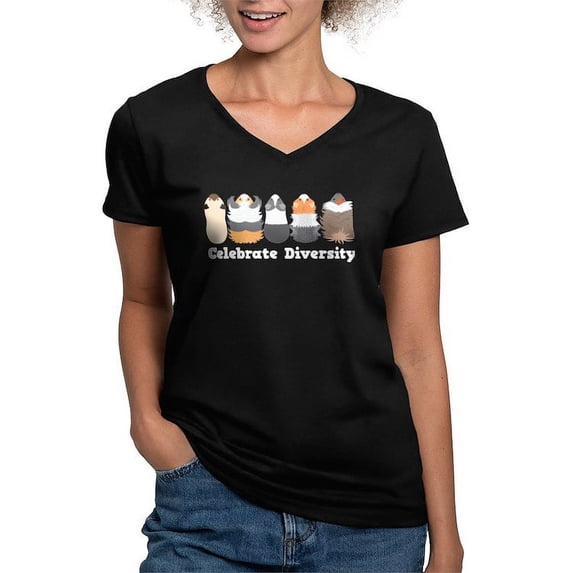 CafePress - Gift For Pet Guinea Pig Lovers | Celebrate T Shirt - Women's V-Neck Dark T-Shirt