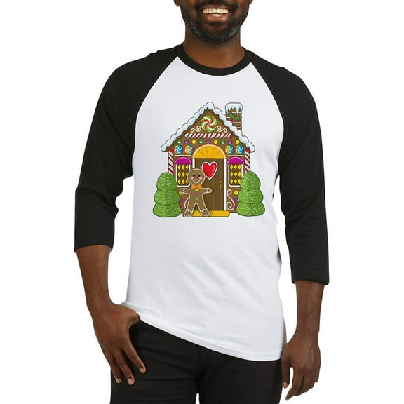 CafePress - Gingerbread House Baseball Jersey - Cotton Baseball Jersey, 3/4 Raglan Sleeve Shirt