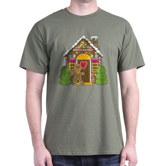CafePress - Gingerbread House Dark T Shirt - Men's Classic Graphic Cotton T-Shirt