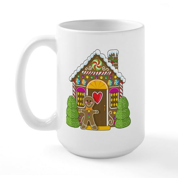 CafePress - Gingerbread House Large Mug - 15 oz Ceramic Large White Novelty Mug