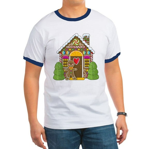 CafePress - Gingerbread House Ringer T - 100% Cotton Ringed T-Shirt