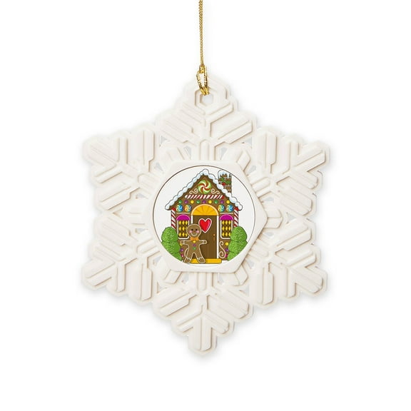 CafePress - Gingerbread House - Snowflake Ornament