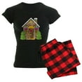 thumbnail image 1 of CafePress - Gingerbread House Women's Dark Pajamas - Women's Short Sleeve Print T-Shirt and Pants Dark Cotton Pajama Set, 1 of 7