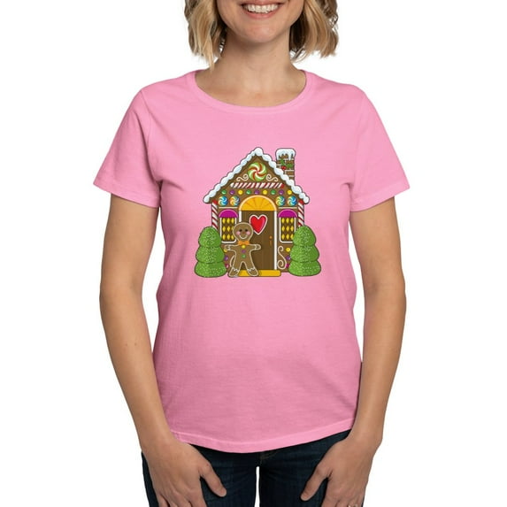 CafePress - Gingerbread House Women's Dark T Shirt - Women's Traditional Fit Dark T-Shirt