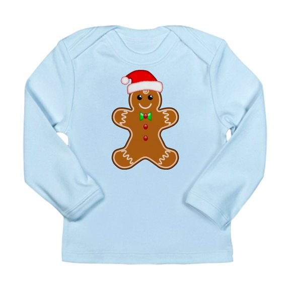 CafePress - Gingerbread Man With Santa Hat Long Sleeve T Shirt - Long Sleeve Infant T-Shirt