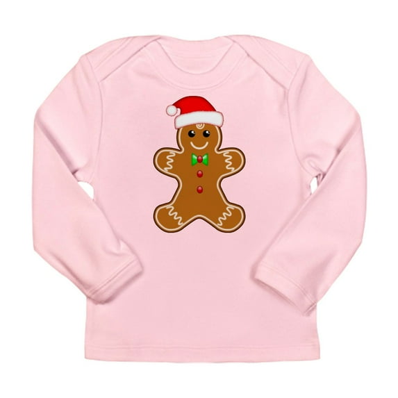 CafePress - Gingerbread Man With Santa Hat Long Sleeve T Shirt - Long Sleeve Infant T-Shirt