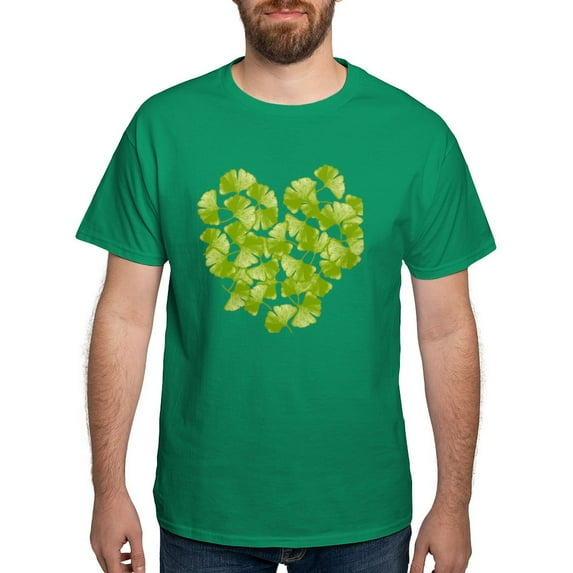 CafePress - Ginkgo Leaf Heart Dark T Shirt - Men's Classic Graphic Cotton T-Shirt