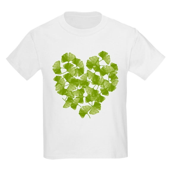 CafePress - Ginkgo Leaf Heart Kids Light T Shirt - Light T-Shirt Kids XS-XL