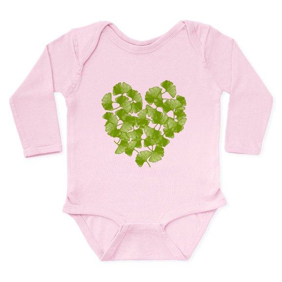 CafePress - Ginkgo Leaf Heart Long Sleeve Infant Bodysuit - Long Sleeve Cotton Baby Bodysuit