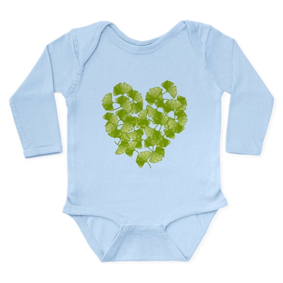 CafePress - Ginkgo Leaf Heart Long Sleeve Infant Bodysuit - Long Sleeve Cotton Baby Bodysuit