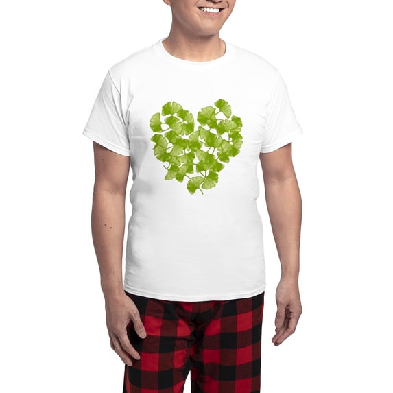 CafePress - Ginkgo Leaf Heart Men's Light Pajamas - Men's Light Loose Fit Cotton Pajama Set